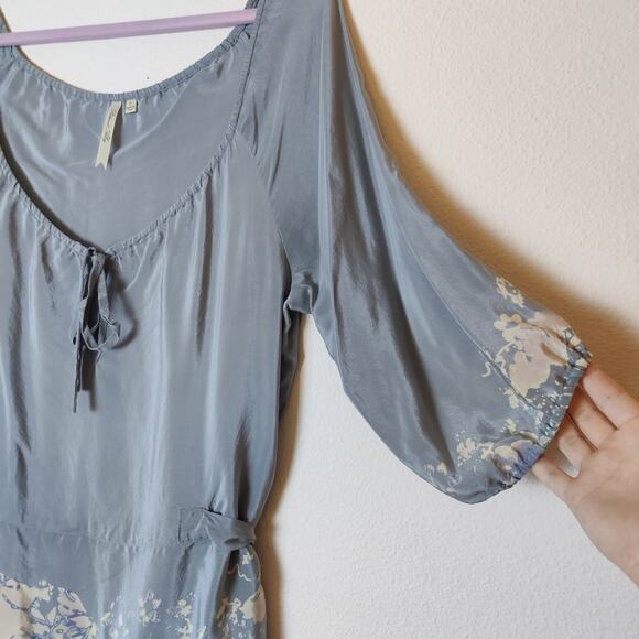 Petticoat Alley Silk Gray Abstract Floral Off Shoulder A-line Mini Dress Small - Picture 4 of 13